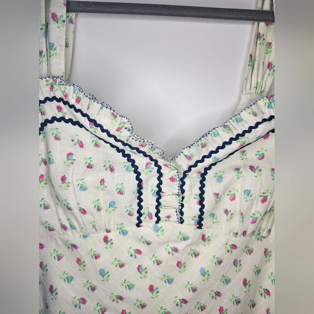 NWT FREE PEOPLE -Sz S- Sweet Hearts Midi Dress in Ivory Combo - Picture 5 of 16